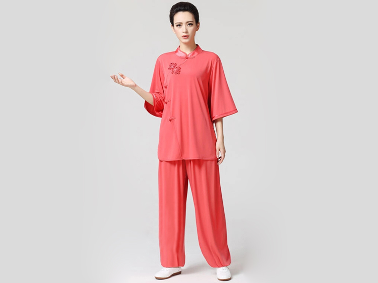 Tai Chi Clothing Half-sleeve Casual Style Watermelon Red